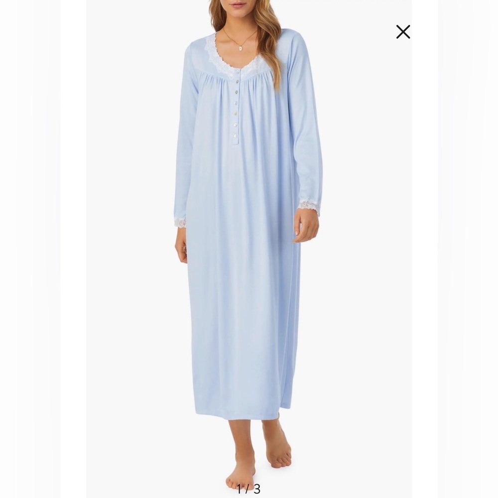 NEW Eileen West Long Sleeve Ballet Soft Knit Nightgown Pajama Blue size med 278